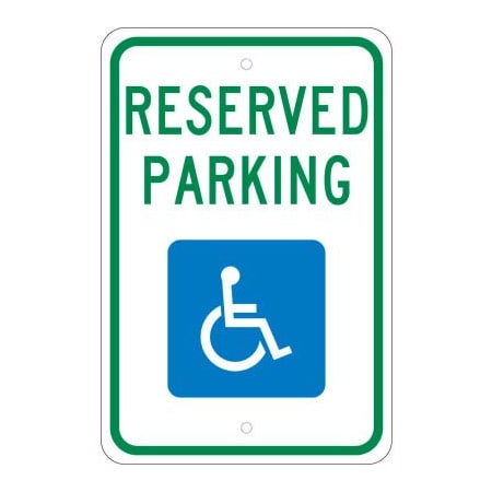National Marker Co NMC Traffic Sign, Reserved Handicapped Parking, 18in X 12in, White TM97J